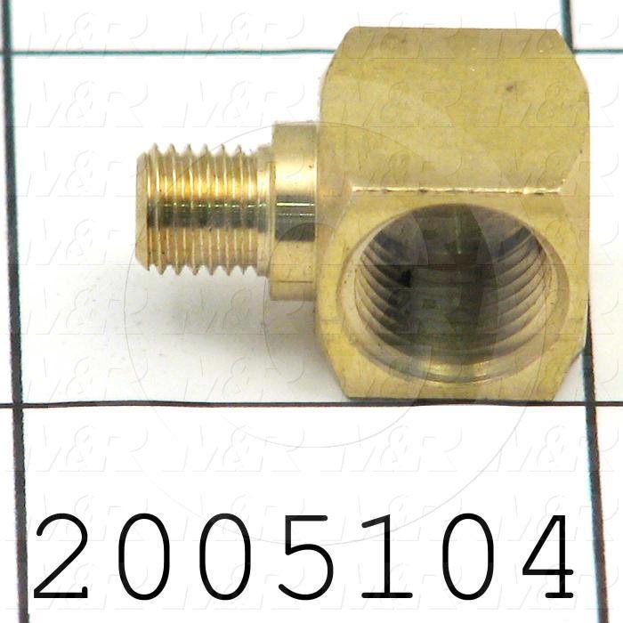 Pipe Fittings & Connectors, 90 deg Elbow Type, Brass Material, A x B 1/8" NPT -  M6x.75