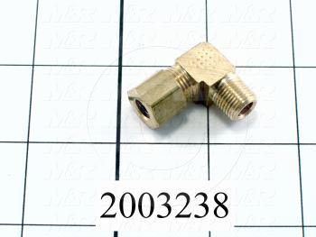Pipe Fittings & Connectors, 90 deg Elbow Type, Brass Material, A x B 1/8" OD x 1/4" NPT