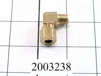 Pipe Fittings & Connectors, 90 deg Elbow Type, Brass Material, A x B 1/8" OD x 1/4" NPT