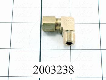 Pipe Fittings & Connectors, 90 deg Elbow Type, Brass Material, A x B 1/8" OD x 1/4" NPT