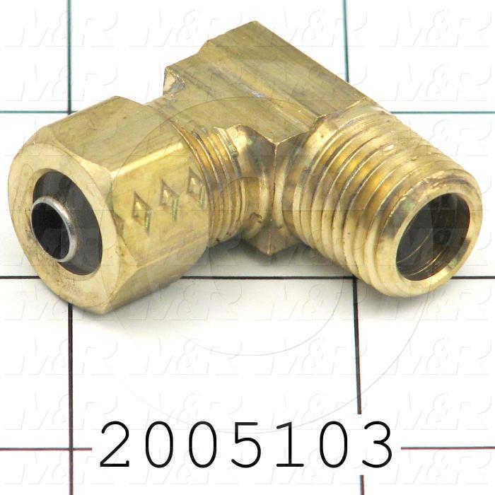 Pipe Fittings & Connectors, 90 deg Elbow Type, Brass Material, A x B 3/8" OD x 1/4" NPT