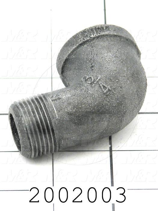 Pipe Fittings & Connectors, 90 deg Elbow Type, Cast Iron Material, 3/4" x 3/4" NPT Male x Female