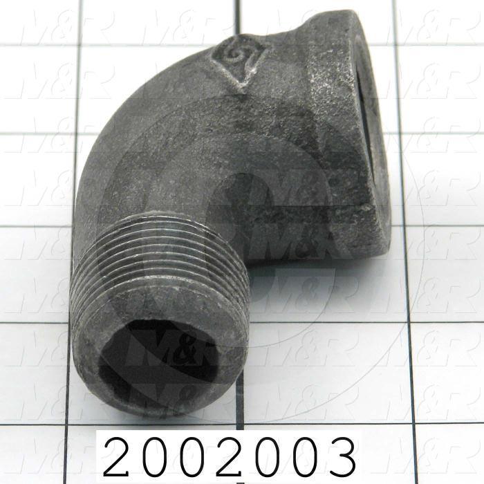 Pipe Fittings & Connectors, 90 deg Elbow Type, Cast Iron Material, 3/4" x 3/4" NPT Male x Female