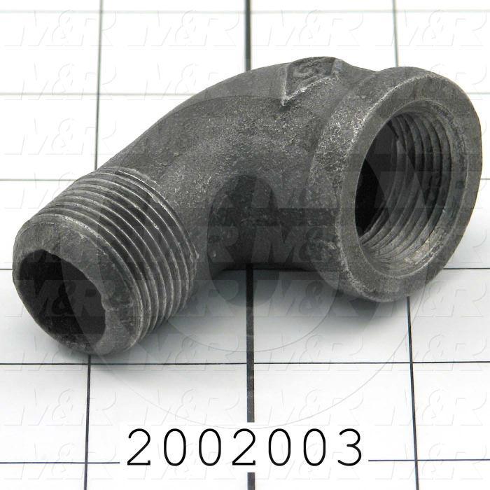 Pipe Fittings & Connectors, 90 deg Elbow Type, Cast Iron Material, 3/4" x 3/4" NPT Male x Female