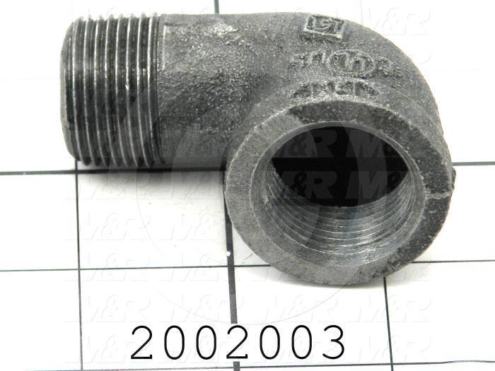 Pipe Fittings & Connectors, 90 deg Elbow Type, Cast Iron Material, 3/4" x 3/4" NPT Male x Female