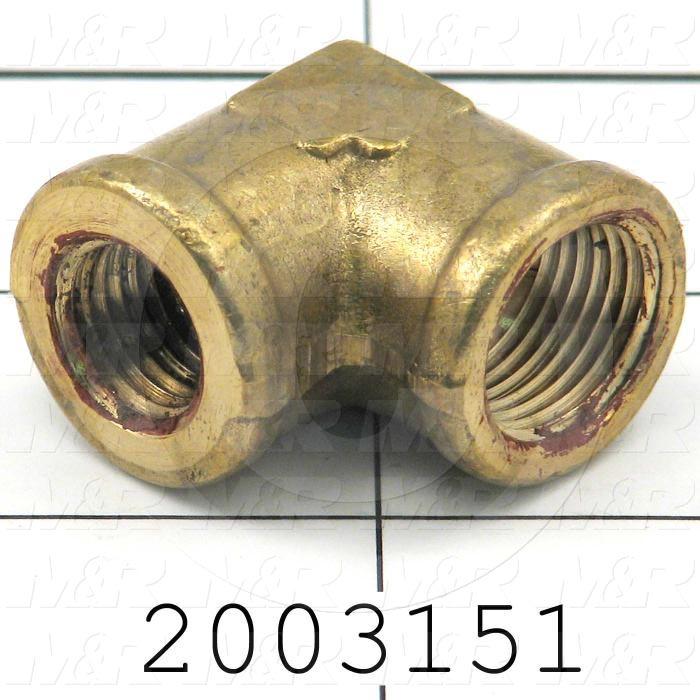 Pipe Fittings & Connectors, 90 deg Reducer Elbow Type, Brass Material, A x B 1/4" OD x 3/8" NPT