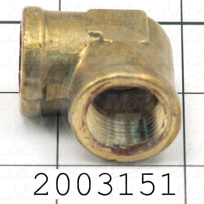 Pipe Fittings & Connectors, 90 deg Reducer Elbow Type, Brass Material, A x B 1/4" OD x 3/8" NPT