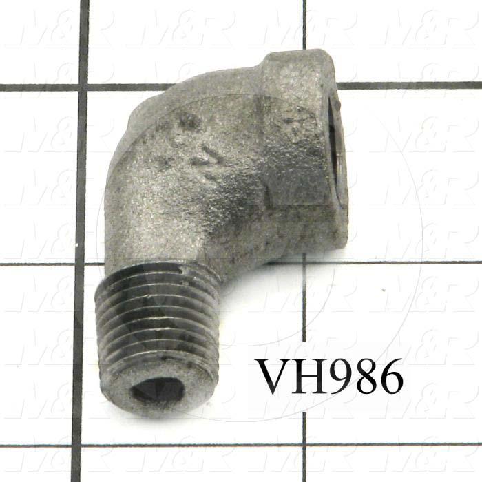 Pipe Fittings & Connectors, 90 deg Street Elbow Type, 1/4" NPT Pipe Size, Galvanized Malleable Iron Material, 1/4" NPT x 1/4" NPT (2) Male x Female