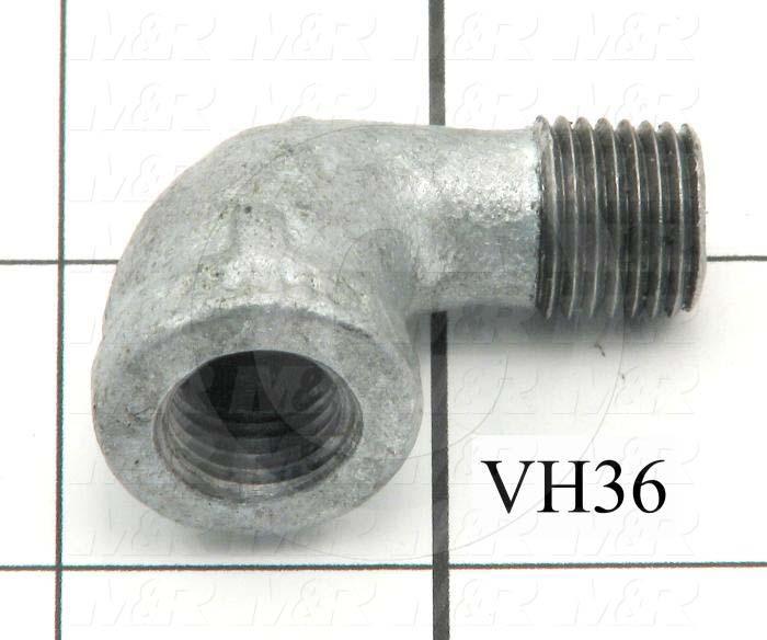 Pipe Fittings & Connectors, 90 deg Street Elbow Type, 1/4" NPT Pipe Size, Galvanized Malleable Iron Material, 1/4" Npt X 1/4" Npt Male x Female