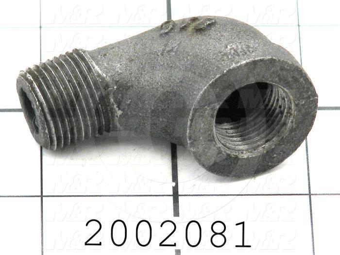 Pipe Fittings & Connectors, 90 deg Street Elbow Type, 3/8" NPT Pipe Size, Black Cast Iron Material, 3/8" NPT x 3/8" NPT Male x Female