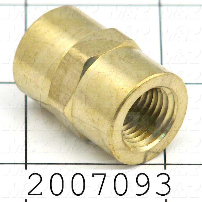 Pipe Fittings & Connectors, Coupling Type, 1/4" NPT Pipe Size, Brass Material
