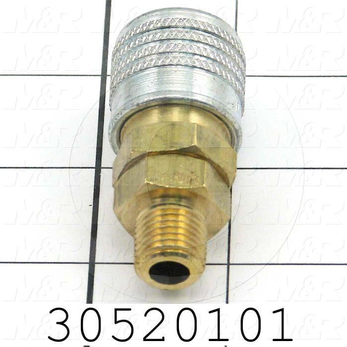 Pipe Fittings & Connectors, Coupling Type, 1/4" NPT Pipe Size, Metal Material