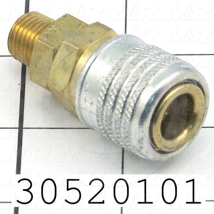Pipe Fittings & Connectors, Coupling Type, 1/4" NPT Pipe Size, Metal Material