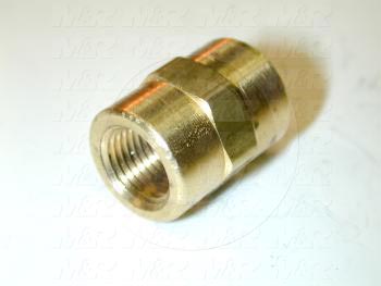 Pipe Fittings & Connectors, Coupling Type, 1/8" NPT Pipe Size, Hex Brass Material