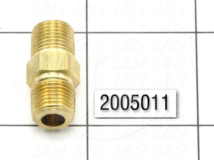 Pipe Fittings & Connectors, Hex Coupling Type, Brass Material, A x B 1/8" OD x 1/8" NPT