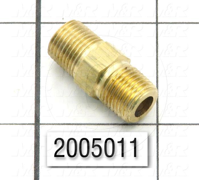 Pipe Fittings & Connectors, Hex Coupling Type, Brass Material, A x B 1/8" OD x 1/8" NPT