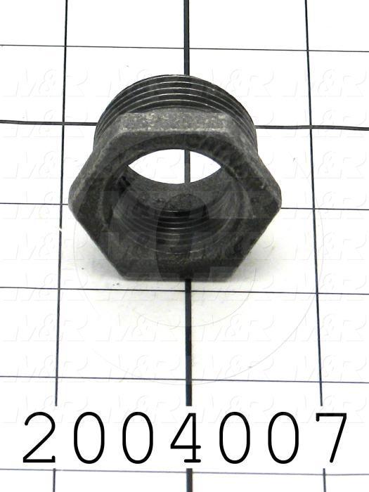 Pipe Fittings & Connectors, Hex Reducing Bushing Type, Black Steel Material, 1"NPT x 3/4" NPT Male x Female