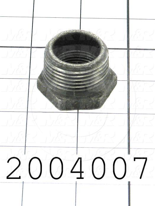 Pipe Fittings & Connectors, Hex Reducing Bushing Type, Black Steel Material, 1"NPT x 3/4" NPT Male x Female