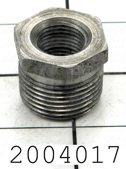 Pipe Fittings & Connectors, Hex Reducing Bushing Type, Black Steel Material, 3/4"NPT x 3/8" NPT Male x Female