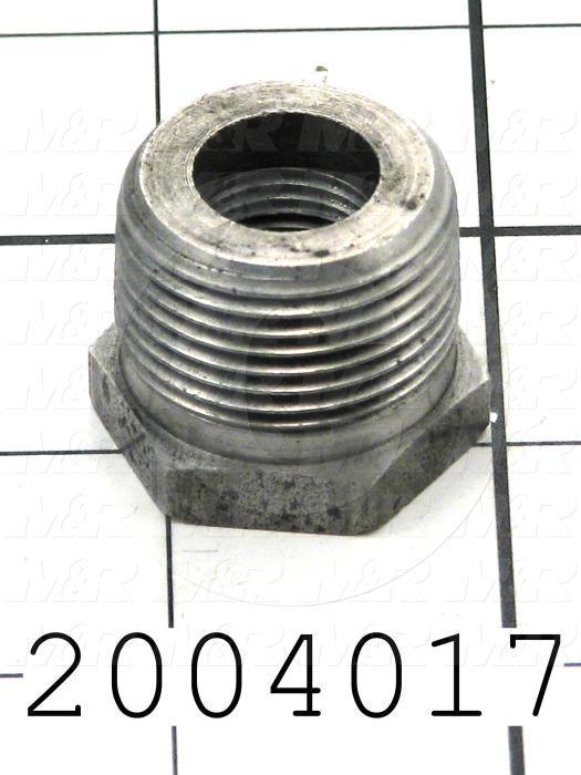 Pipe Fittings & Connectors, Hex Reducing Bushing Type, Black Steel Material, 3/4"NPT x 3/8" NPT Male x Female