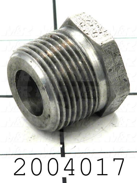 Pipe Fittings & Connectors, Hex Reducing Bushing Type, Black Steel Material, 3/4"NPT x 3/8" NPT Male x Female