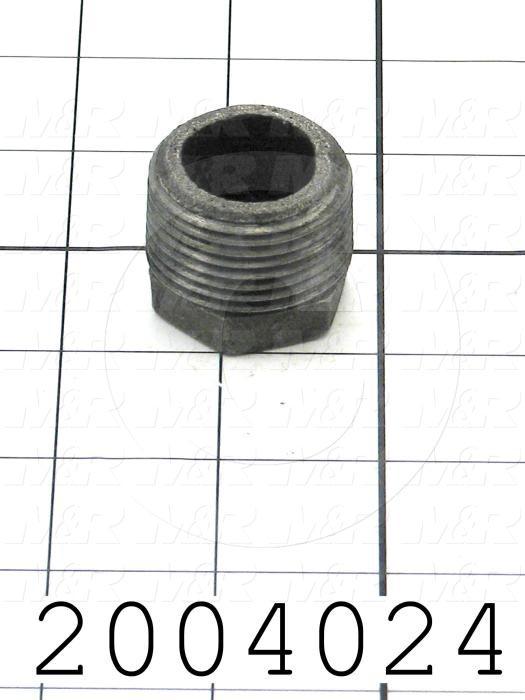 Pipe Fittings & Connectors, Hex Reducing Bushing Type, Galvanized Steel Material, 1"NPT x 1/4" NPT Male x Female