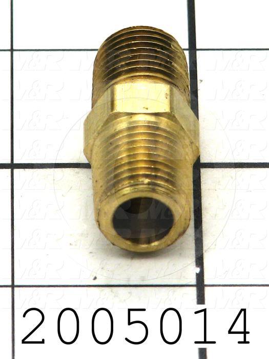 Pipe Fittings & Connectors, Nipple Hex Type, 1/4" NPT Pipe Size, Brass Material