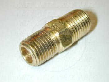 Pipe Fittings & Connectors, Nipple Hex Type, 1/4" NPT Pipe Size, Brass Material