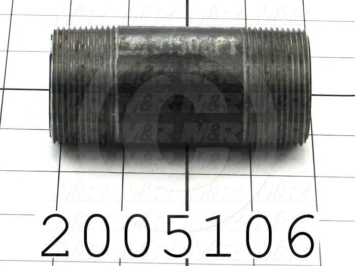 Pipe Fittings & Connectors, Nipple Type, 1 1/2" NPT Pipe Size, 4" Pipe Length, Black Steel Material
