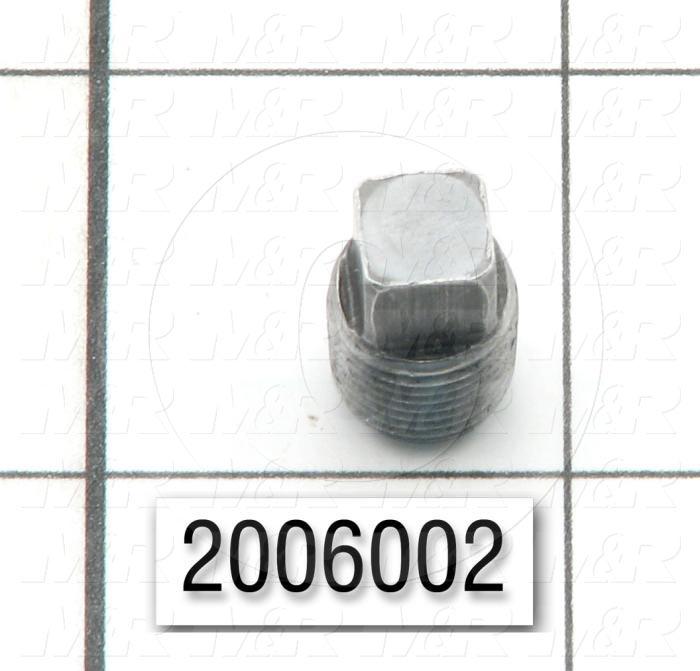 Pipe Fittings & Connectors, Square Socket Plug Type, 1/8" NPT Pipe Size, Malleable Steel Material