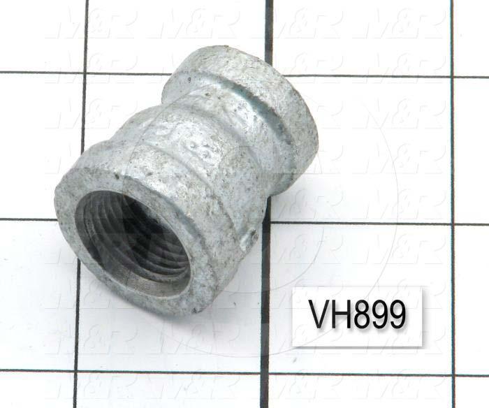 Pipe Fittings & Connectors, Straight Type, 1-1/8" Pipe Length, Galvanized Malleable Iron Material, A x B 3/8 NPT x 1/4 NPT