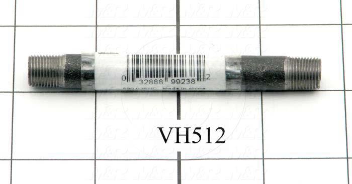 Pipe Fittings & Connectors, Straight Type, 1/8" NPT Pipe Size, 3-1/2" Pipe Length, Black Steel Material, A x B 1/8" NPT - 1/8" NPT