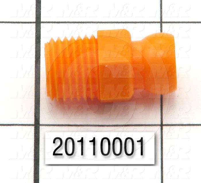 Pipe Fittings & Connectors, Straight Type, Orange Acetyl Material, A x B 1/4" NPT x 1/4" ID