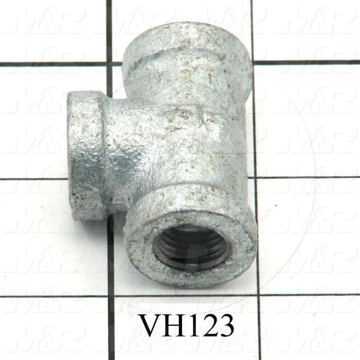 Pipe Fittings & Connectors, Tee Female Type, 1/4" NPT Pipe Size, Galvanized Steel Material, A x B x C 1/4" Npt X 1/4" Npt X 1/4" Npt