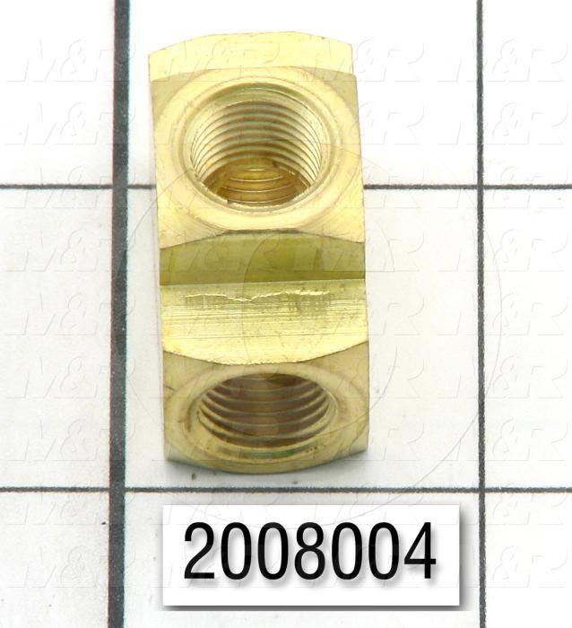 Pipe Fittings & Connectors, Tee Female Type, 1/8" NPT Pipe Size, Brass Material