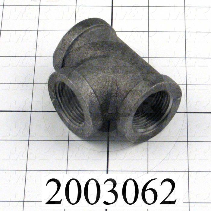 Pipe Fittings & Connectors, Tee Female Type, 1" NPT Pipe Size, Black Cast Iron Material