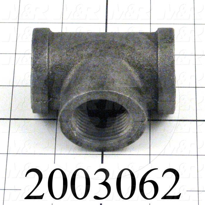 Pipe Fittings & Connectors, Tee Female Type, 1" NPT Pipe Size, Black Cast Iron Material