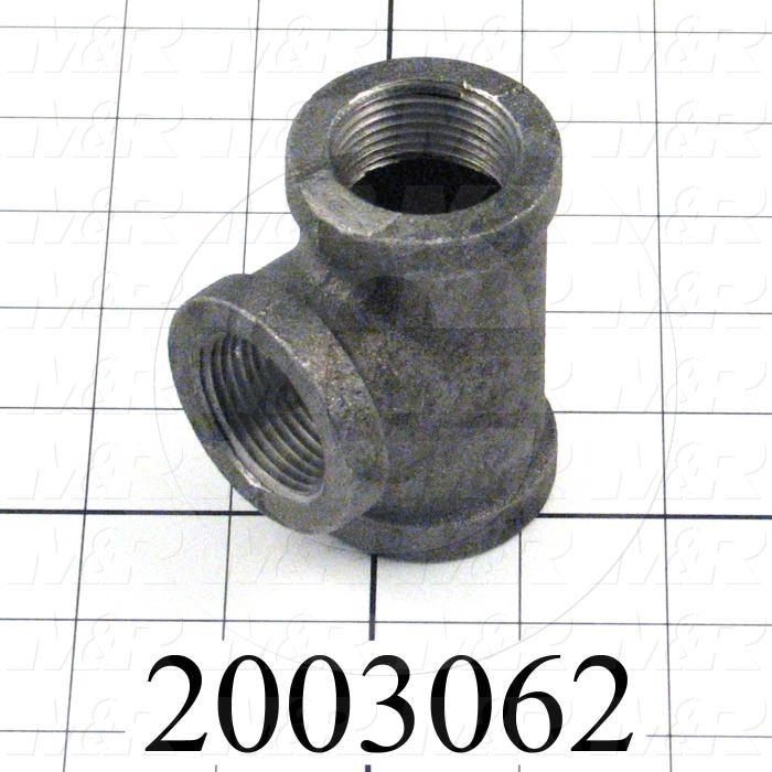 Pipe Fittings & Connectors, Tee Female Type, 1" NPT Pipe Size, Black Cast Iron Material