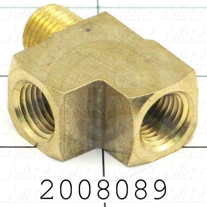 Pipe Fittings & Connectors, Tee Type, Brass Material, 1/4" NPT x 1/4" NPT (2) Male x Female