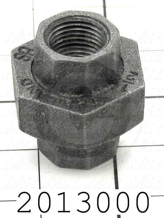 Pipe Fittings & Connectors, Union Type, 1/2" NPT Pipe Size, Black Malleable Iron Material