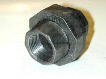 Pipe Fittings & Connectors, Union Type, 3/4" NPT Pipe Size, Black Malleable Iron Material