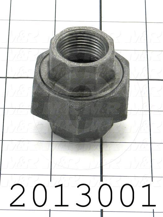 Pipe Fittings & Connectors, Union Type, 3/4" NPT Pipe Size, Black Malleable Iron Material