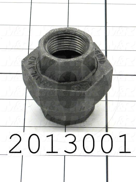 Pipe Fittings & Connectors, Union Type, 3/4" NPT Pipe Size, Black Malleable Iron Material