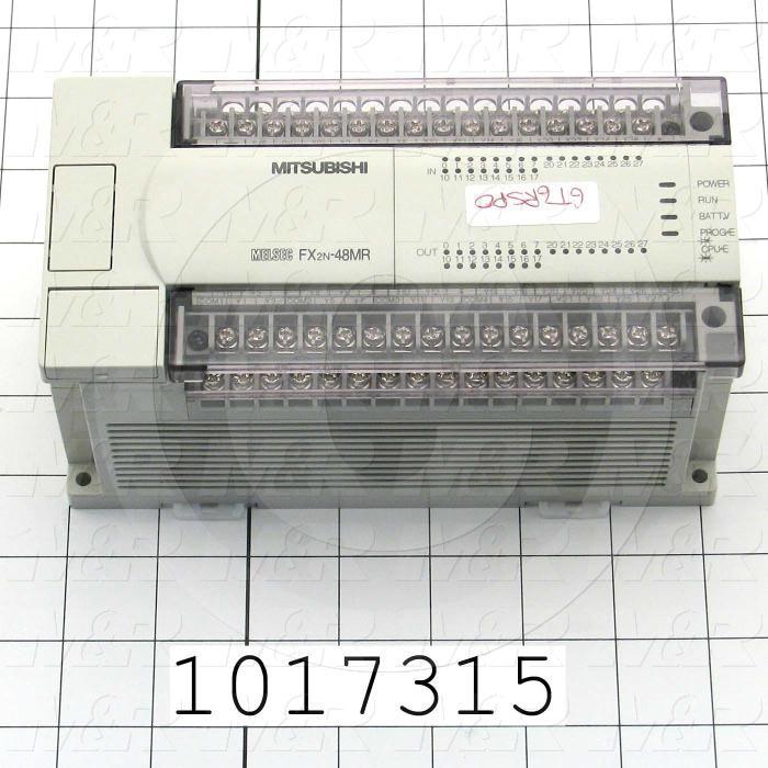 PLC, FX2N, 48 I/O, 24 Inputs, 24VDC Sink/Source, 24 Outputs, Relay, 100-240VAC