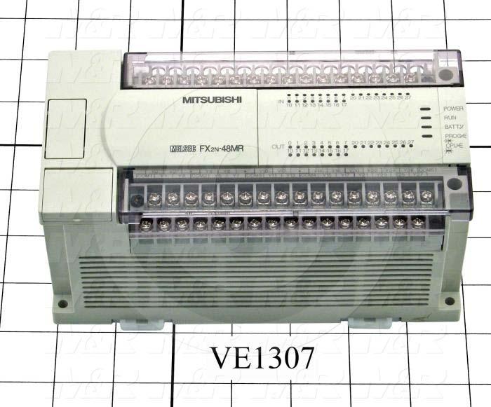 PLC, FX2N, 48 I/O, 24 Inputs, 24VDC Sink/Source, 24 Outputs, Relay, 100-240VAC