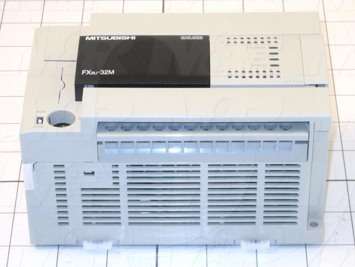 PLC, FX3U, 32 I/O, 16 Inputs, DC Sink In, 16 Outputs, Relay, 100-240VAC