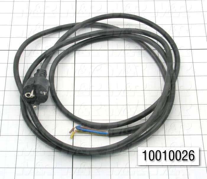 Power Cord, 2.5m, 3 Conductors, CEE 7/7 Plug Configuration, 250VAC, 16A