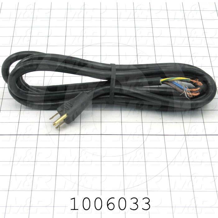 Power Cord, 3m, 3 Conductors, 14AWG, 125VAC, 15A