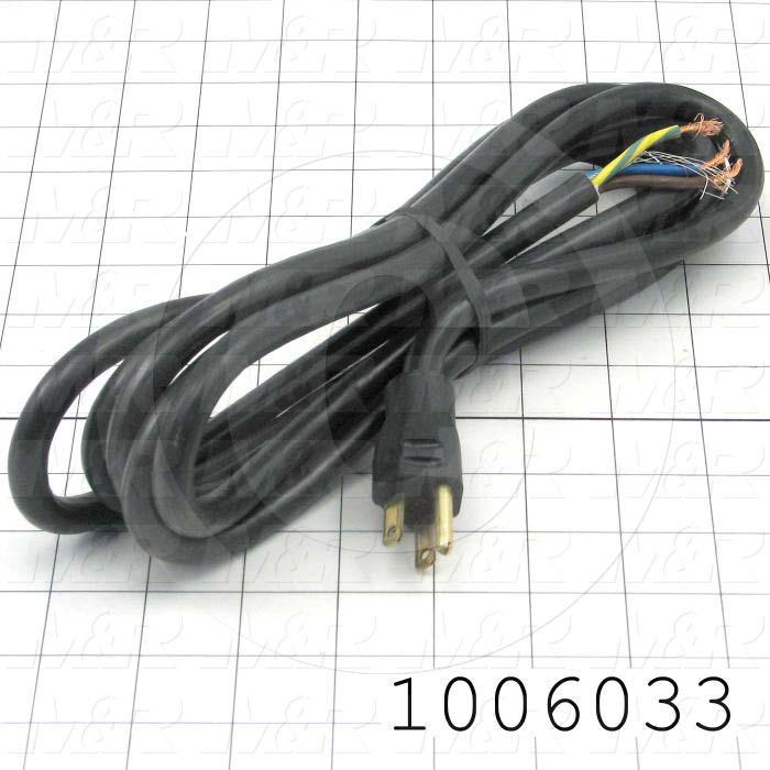 Power Cord, 3m, 3 Conductors, 14AWG, 125VAC, 15A