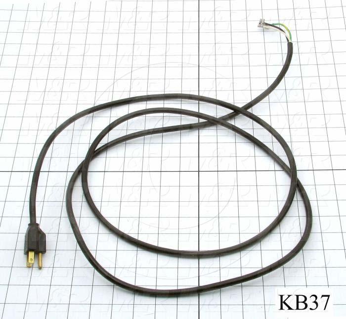 Power Cord, 96", 3 Conductors, 18AWG